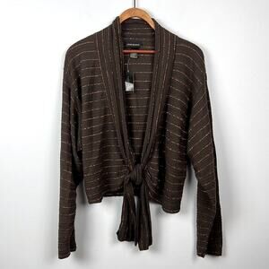 Lane Bryant 14/16 plus size women’s tie front metallic stripe sweater